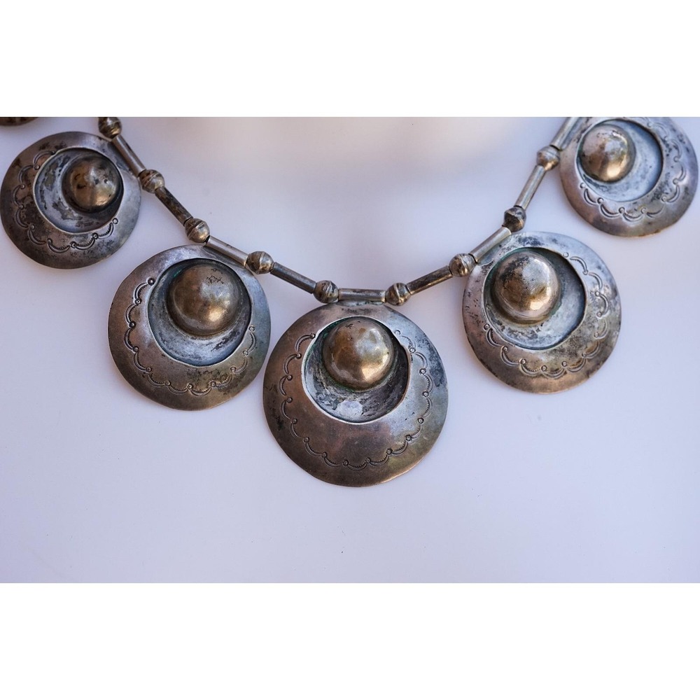 Old Pawn Navajo Native American Indian‎ Sterling Silver Squash Blossom Necklace - Picture 5 of 8